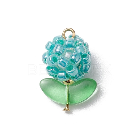Glass Seed Beads Pendants PALLOY-MZ00592-06-1