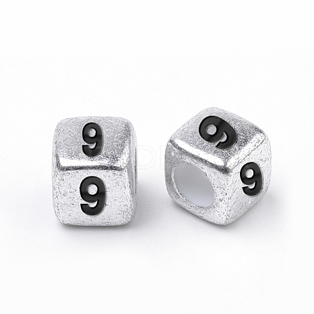 Antique Silver Plated Acrylic Beads PB43C9308-9-1