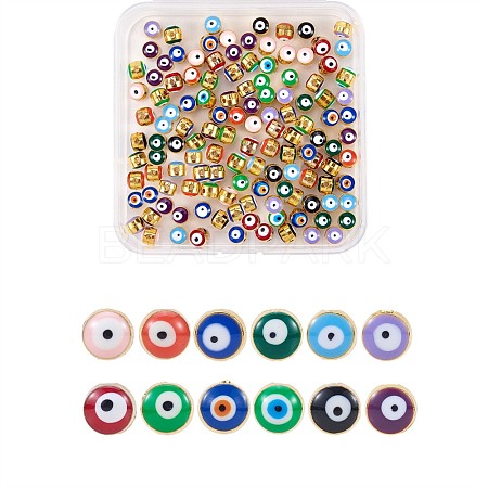 120Pcs 12 Colors Alloy Enamel European Beads ENAM-SZ0001-40G-1