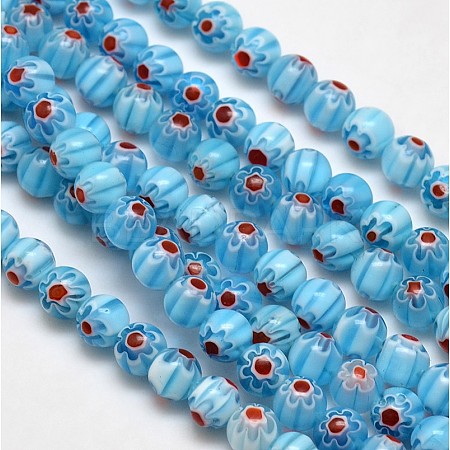 Round Millefiori Glass Beads Strands LK-P002-04-1