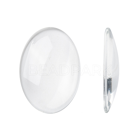 Transparent Oval Glass Cabochons GGLA-R022-35x25-1