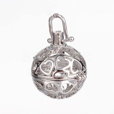 Brass Cage Pendants KK-P005-18P-NR-1