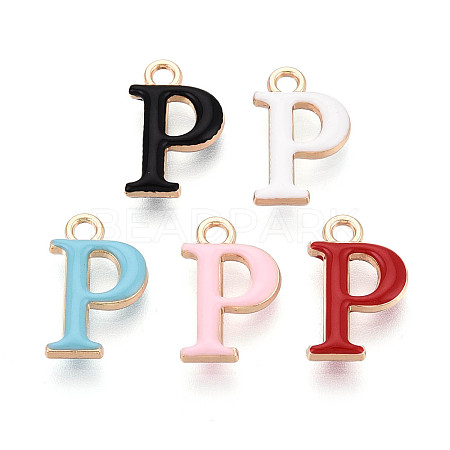 Rack Plating Alloy Enamel Pendants ENAM-T024-53P-G-1