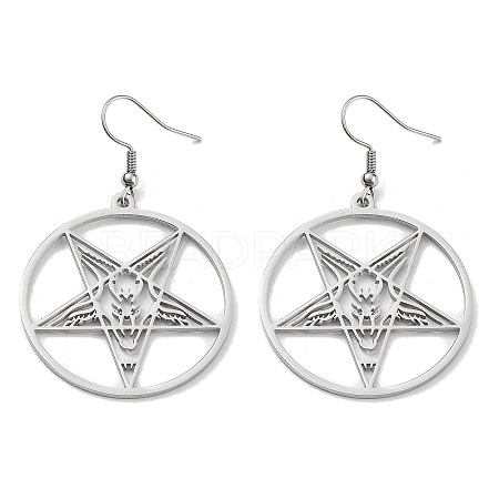 304 Stainless Steel Ring with Star Dangle Earrings for Women EJEW-R156-03P-1