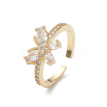 Butterfly Clear Cubic Zirconia Cuff Ring RJEW-M146-11G-1