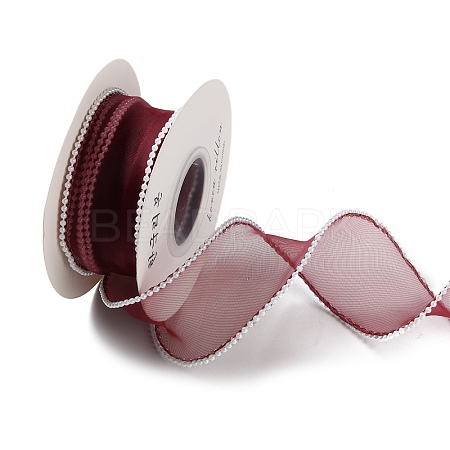 5 Yards ABS Pearl Edged Mesh Ribbon for Bowknot Making OCOR-B004-01A-03-1