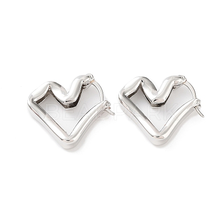 Heart Rack Plating Brass Hoop Earrings for Women KK-Z038-21P-1