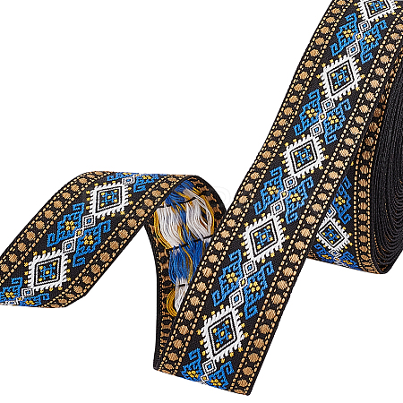 Ethnic Embroidery Polyester Flat Ribbons OCOR-WH0077-65-1