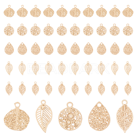 SUPERFINDINGS 150Pcs 5 Style Rack Plating Brass Filigree Charms KKC-FH0001-04-1