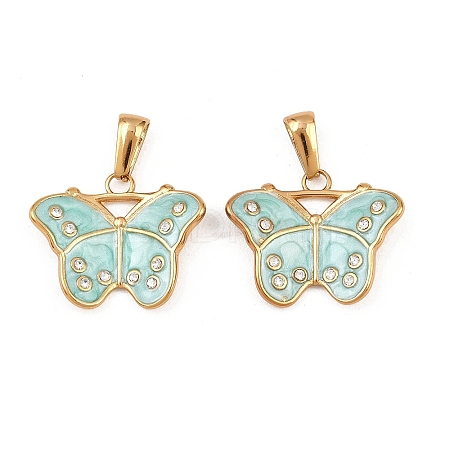 304 Stainless Steel Rhinestone Pendants STAS-P438-08G-1