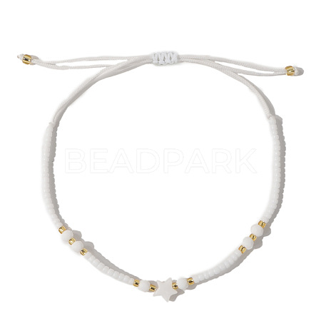 Adjustable Glass Seed Beads Braided Bead Bracelets IF7120-4-1