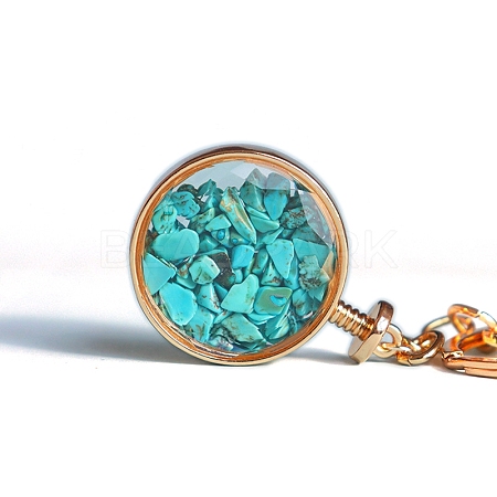 Synthetic Turquoise Keychains PW-WG44394-04-1