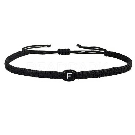Adjustable Handmade Woven Waxed Cord Braided Bracelets with Acrylic Letter Beads LS-OI4298-6-1