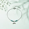304 Stainless Steel Mixed Shape Charm Anklet with Round Natural White Jade Beads for Women AJEW-AN00498-5
