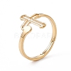 Ion Plating(IP) 201 Stainless Steel Hollow Out Cross Adjustable Ring for Women RJEW-K238-06G-3