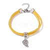 Faux Suede Cord Multi-strand Bracelet with Charm for Women BJEW-JB07687-5