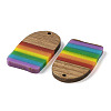 Pride Rainbow Theme Resin & Walnut Wood Pendants WOOD-K012-02-2