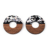 Opaque Resin & Walnut Wood Pendants RESI-N039-63C-3