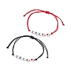 2Pcs 2 Color Heart with Word 2024 Acrylic Braided Bead Bracelets Set BJEW-JB09780-1