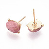 Natural Rhodonite Stud Earrings EJEW-N057-01G-2