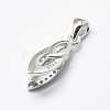 Rhodium Plated 925 Sterling Silver Micro Pave Cubic Zirconia Pendant Bails X-STER-E053-35P-2