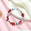 Synthetic Coral & Turquoise & Magnesite Chips Beaded Bracelets for Women BJEW-TA00374-2
