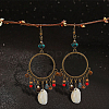 1 Pair Natural Shell & Synthetic Turquoise Chandelier Earrings EJEW-FI0001-84-7