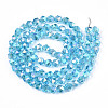 Electroplate Transparent Glass Beads Strands EGLA-T019-06G-2