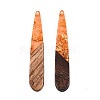 Transparent Resin & Walnut Wood Pendants RESI-S389-039A-B04-2