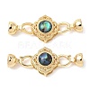 Brass Natural Paua Shell Fold Over Clasps KK-U059-29G-1