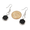Hexagon Natural Obsidian Dangle Earrings EJEW-K298-01P-08-5