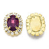 Resin Rhinestone Cabochons with Crystal Rhinestone and Brass Findings RB-S066-22G-2