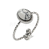 Oval 304 Stainless Steel Open Cuff Rings STAS-Z060-10P-2