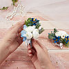 CRASPIRE 2Pcs 2 Style Silk Cloth Rose Flower Boutonniere Brooch & Wrist Corsage AJEW-CP0001-55-3