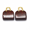 Natural Red Jasper Brass Pendants KK-E274-01G-05-2