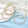 4Pcs 4 Style Natural Pearl & Brass Beaded Stretch Bracelets Set for Women BJEW-JB09662-01-2