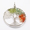 Tree of Life Mixed Stone Bead Brass Wire Wrapped Big Pendants KK-L136-01A-NR-1
