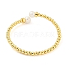 Rack Plating Brass Cuff Bangles with Plastic Pearl BJEW-L460-004-2