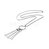 304 Stainless Steel Ring with Tassel Pendant Necklace with Box Chains for Women NJEW-B087-01P-1