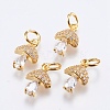 Brass Micro Pave Cubic Zirconia Charms RB-I077-25G-RS-1