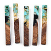 Transparent Resin & Walnut Wood Pendants RESI-N039-24G-1