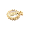 Brass Pave Natural White Shell Pendants KK-S522-06A-G-2