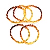Dyed Gradient Color Natural Amber Round Beaded Stretch Bracelets BJEW-Q999-F-01-1