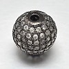 Round Brass Micro Pave Cubic Zirconia Beads ZIRC-N016-01B-12mm-1