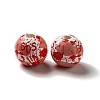 Halloween Printed Bloody Hand Wood European Beads WOOD-H102-06-2