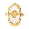 Oval with Shell Shape Resin Finger Rings STAS-Z101-07G-01-2