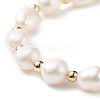 Natural Keshi Pearl Beaded Bracelet with Brass Clasp for Women BJEW-JB08867-01-3