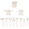 Copper Wire and ABS Imitation Pearl Hair Combs Sets for Women Girls OHAR-CY0001-20-1