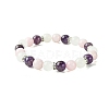 8.5mm Natural Rose Quartz & Quartz Crystal & Amethyst Round Beaded Stretch Bracelets for Women BJEW-JB10737-1