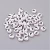 Flat Round with Letter F Acrylic Beads X-PL37C9070-F-1